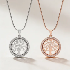 Levensboom ketting met zirkonia's